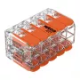 Conector de derivação compacto WAGO 221-420 com alavancas, 10 condutores, 0,2-4 mm², caixa transparente, alavanca laranja, pack de 10