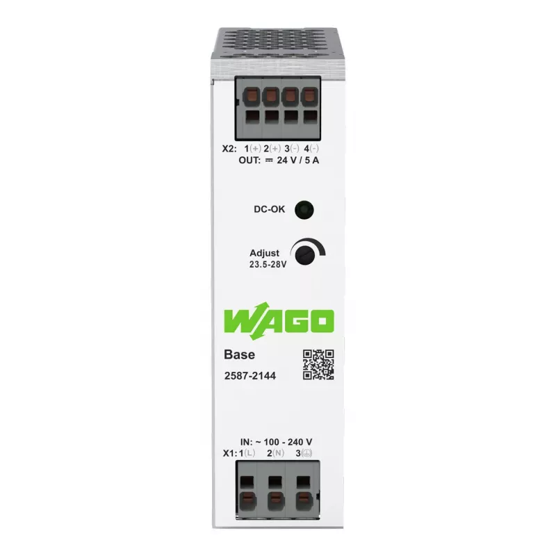 Fonte de alimentação comutada primária WAGO 2587-2144 Base 1 fase, 24 VDC, 5 A, 120 W, calha DIN