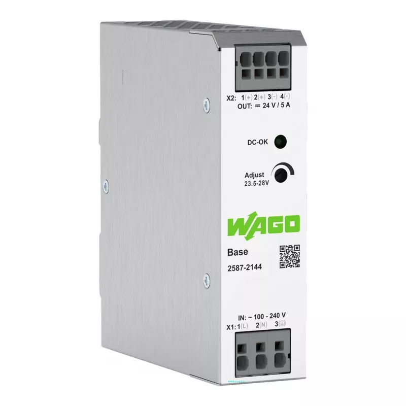 Fonte de alimentação comutada primária WAGO 2587-2144 Base 1 fase, 24 VDC, 5 A, 120 W, calha DIN