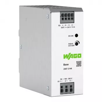 Fonte de alimentação comutada primária WAGO 2587-2146 Base 1 fase 24V 10A 240W calha DIN