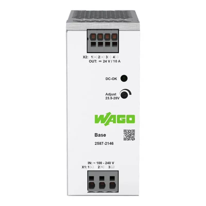 Fonte de alimentação comutada primária WAGO 2587-2146 Base 1 fase 24V 10A 240W calha DIN