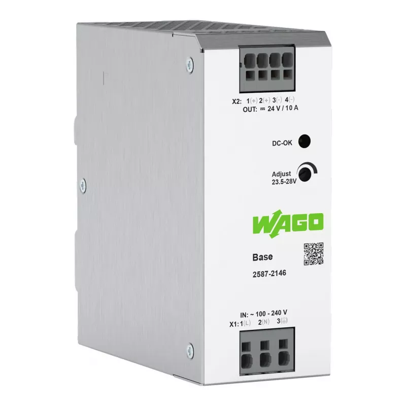 Fonte de alimentação comutada primária WAGO 2587-2146 Base 1 fase 24V 10A 240W calha DIN