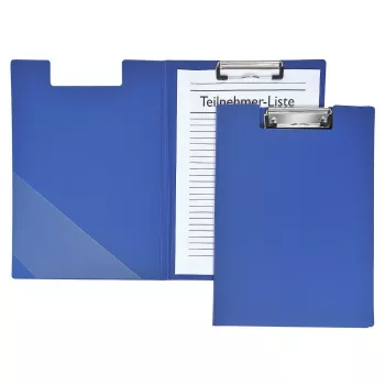 FolderSys pasta com prancheta A4 azul polipropileno PP mecanismo de mola com porta-canetas