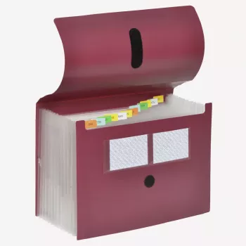 FolderSys arquivo de expansão 12 compartimentos vermelho