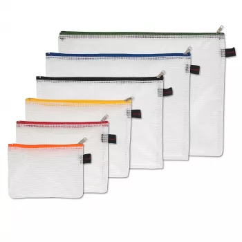 FolderSys conjunto de 6 bolsas para documentos com fecho de correr - A6, B6, A5, B5, A4, B4 - transparente