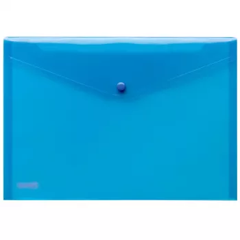 FolderSys capas para documentos A4 PP transparentes azuis com botão de pressão, pack de 10