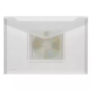 FolderSys bolsa transparente A4 horizontal com bolsa para CD/jewel case, transparente, pack de 10