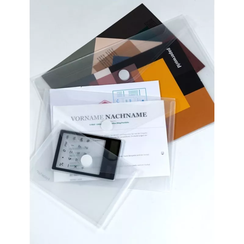 FolderSys porta-documentos duplo A5 horizontal com fecho de velcro incolor mate
