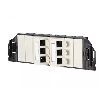 MetzConnect E-DAT subway 6x8(8) GB3 Unidade de ligação de dados vazia - Cat6 - 6x RJ45 - branco pérola - sem módulos (1309360601-E)