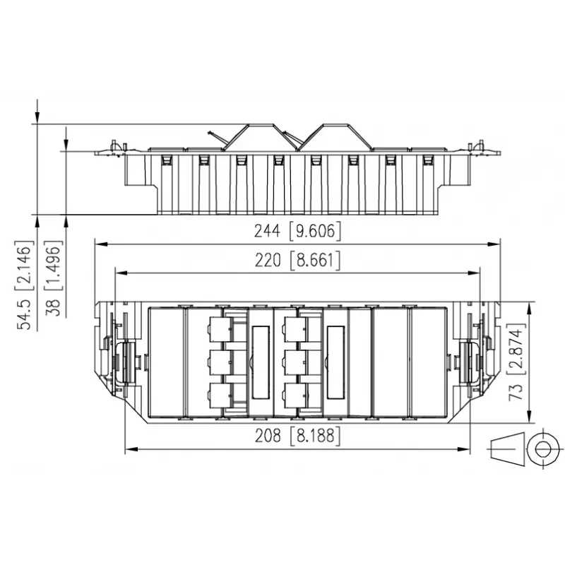MetzConnect E-DAT subway 6x8(8) GB3 Unidade de ligação de dados vazia - Cat6 - 6x RJ45 - branco pérola - sem módulos (1309360601-E)