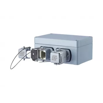 METZ CONNECT E-DAT Industry IP67 V5 Tomada de rede 2 portas de superfície, alumínio, cinzento (1401060320ME)