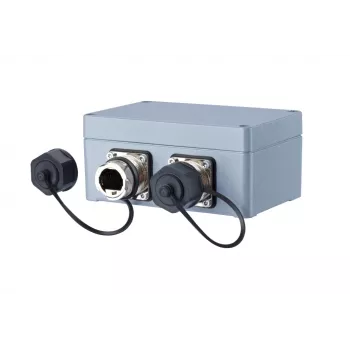 METZ CONNECT 1401010620ME Tomada de ligação Ethernet industrial, cinzento, metal, IP67, 124x78x57 mm