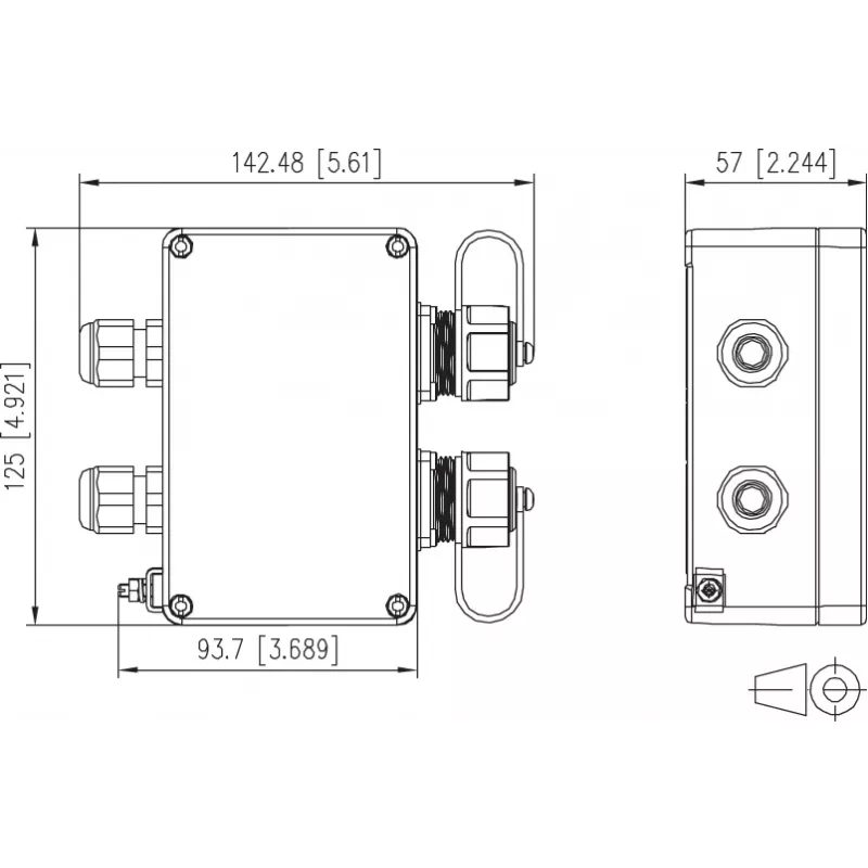 METZ CONNECT 1401010620ME caixa de ligação Ethernet industrial, cinzento, metal, IP67, 124x78x57 mm