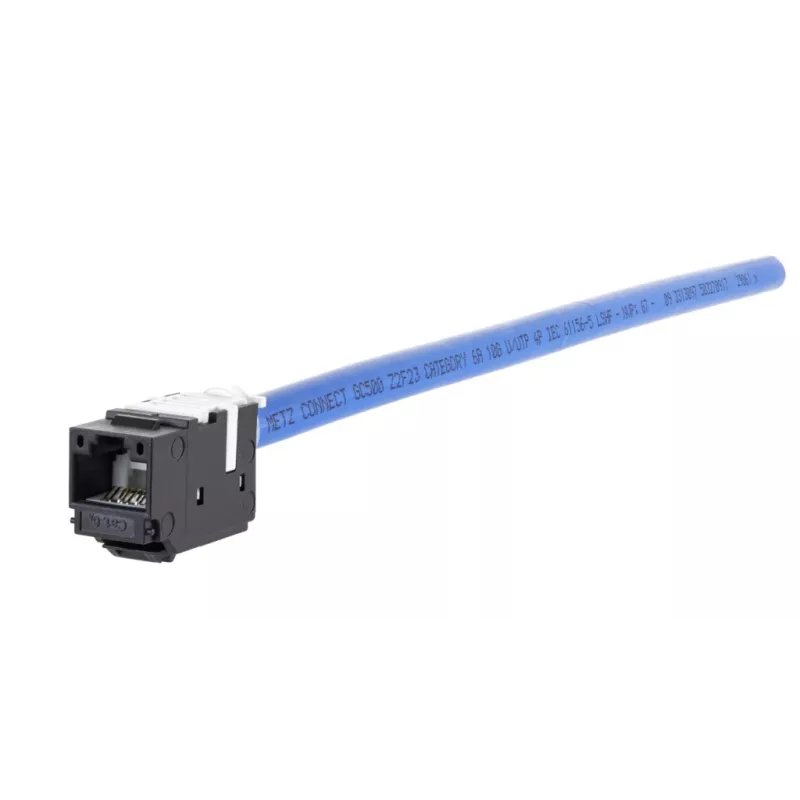 METZ CONNECT 130A10-29-I-B1 Plano preto conector fêmea RJ45 Cat6A blindado módulo Keystone