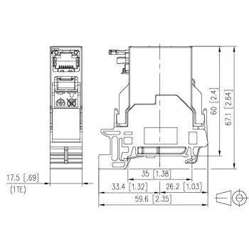 METZ CONNECT Módulo Keystone RJ45 Cat6A blindado cinzento 1401806113KE