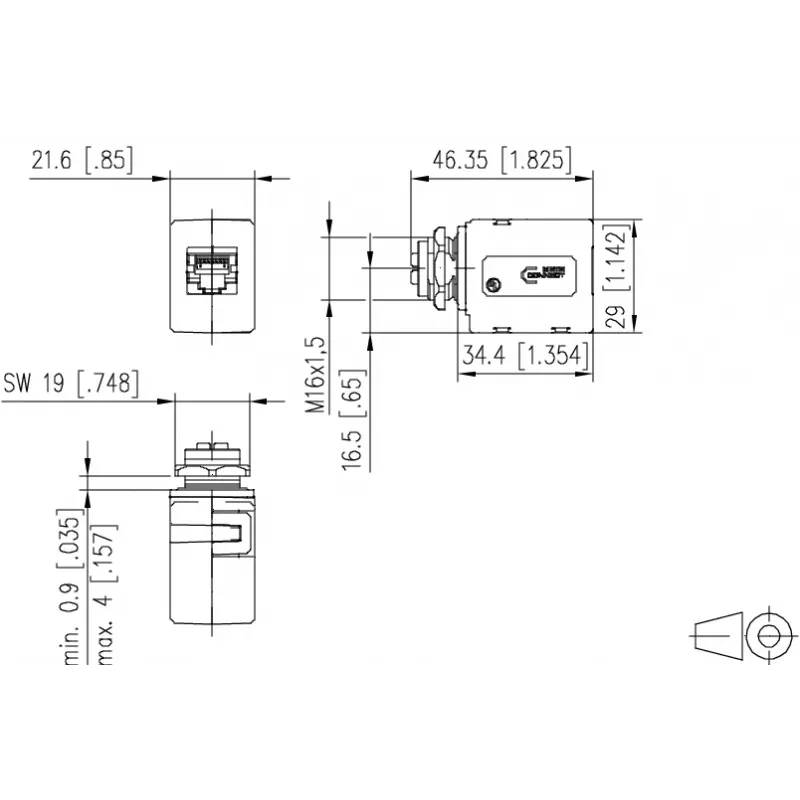 METZ CONNECT conector fêmea M12 codificação D, 8 polos, ligação por parafuso, blindado, IP67