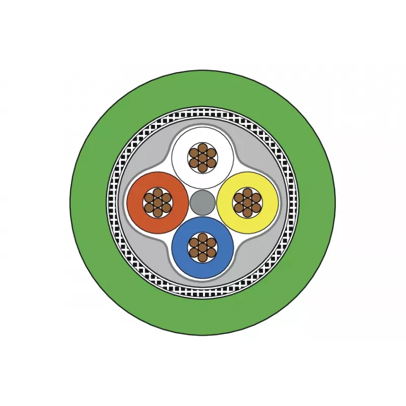METZ CONNECT M12 cabo de ligação Industrial Ethernet, codificação D, 4 polos, 5,0 m, blindado, verde