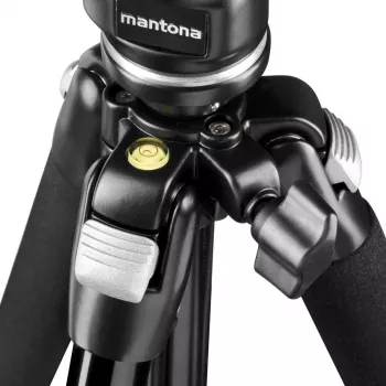 Mantona Scout MAX conjunto tripé com braço horizontal, cabeça de esfera, coluna central invertível, 160 cm, carga 5 kg, para câmaras DSLR e sem espelho, preto