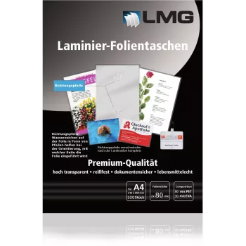 Películas de plastificação LMG A4 80 mícron brilhantes 100 unid.