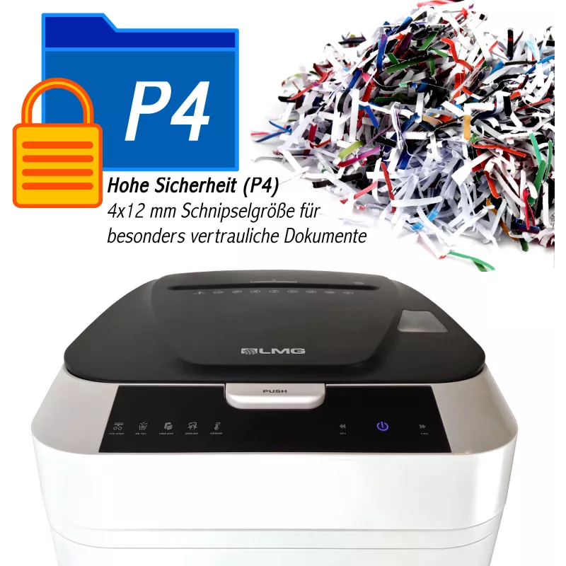 LMG AUTO180P4 destruidora de documentos de corte cruzado, P-4, 10 folhas, 18 L, preto