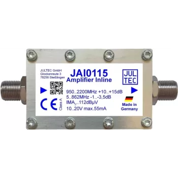 Amplificador SAT inline JULTEC JAI0115 15dB alimentado por corrente remota