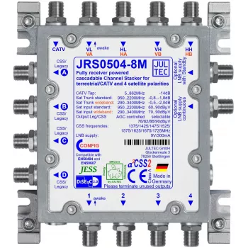 Conversor de cabo único JULTEC JRS0504-8M Unicable II 4 entradas SAT 8 bandas de utilizador