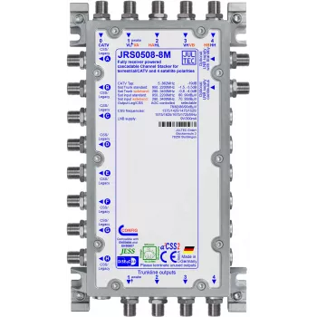 Multiswitch JULTEC JRS0508-8M Unicable II / JESS, 5 entradas, 8 saídas, 64 bandas de utilizador