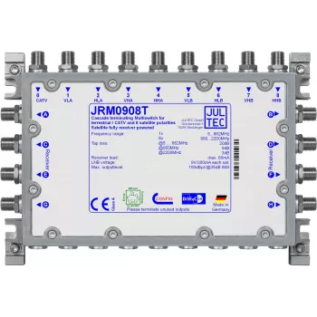 Comutador de distribuição de satélite JULTEC JRM0908T 9/8 Multiswitch 8 entradas SAT IF 1 entrada terrestre 8 saídas de participante