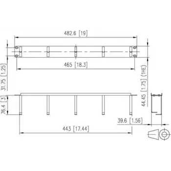 Patch panel METZ CONNECT 19 polegadas 1U 75 mm RAL 9005 preto 130894-03-29-E
