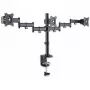 PureLink PureMounts PM-OFFICE-03 Suporte de secretária para três monitores - preto, 3 braços articulados, 3 adaptadores VESA, grampo e passagem de cabos