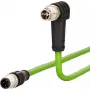 METZ CONNECT 142M2X1B050 M12 cabo de rede Cat6a, 8 pinos reto para angular, 5 m, S/FTP, verde