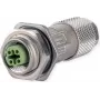 METZ CONNECT MMF881A115-0001 Tomada M12, codificação D, IP67, montável em campo, com flange, 4 pinos