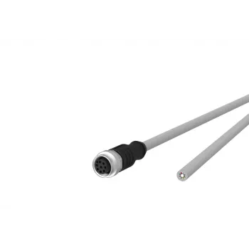 METZ CONNECT 142MKA20050 Cabo de sensor/atuador, M12 fêmea para extremidade aberta, 5 m, cinzento, PVC