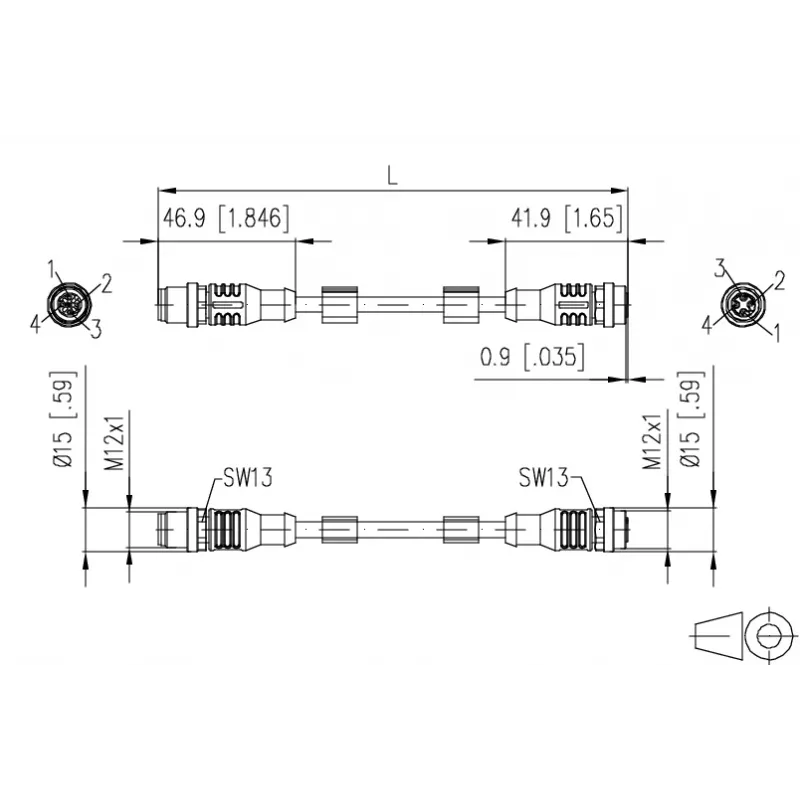 METZ CONNECT Cabo de rede M12 (4 pinos)