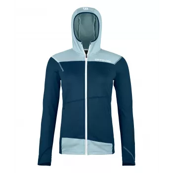 Sweatshirt com capuz Ortovox Fleece Light para mulher - Deep Ocean