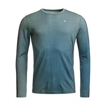 Ortovox 185 Rock'N'Wool Print LS base layer - AOP Green Sage, tamanho M