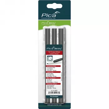 Recargas Pica BIG DRY para carpinteiro 2H - 12 minas, retangular 2x5mm, 150mm, grafite preto