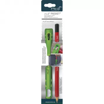 Conjunto de suporte de lápis Pica com afia-lápis integrado Pocket Bundle preto e grafite PICA-MARKER