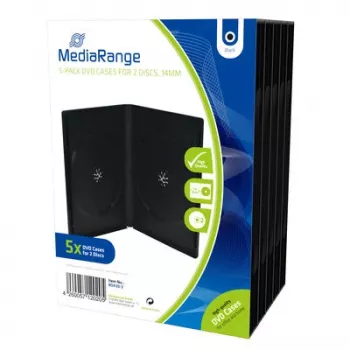 MEDIARANGE Retail Pack caixa de DVD dupla - caixa de vídeo DVD - capacidade: 2 CD/DVD - preto (embalagem de 5)