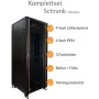 IT-BUDGET Armário de rede 19 polegadas SRK - Conjunto completo - 42HE - Largura 800 mm, Profundidade 800 mm - Porta de vidro/aço - 4 ventoinhas ativas - PDU - Gavetas - Pré-montado - Preto (99ITB19SRK4288GSM)