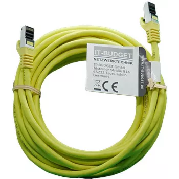 IT-BUDGET Cabo de rede Premium Full Copper - Flex AWG 26 - Cat.8.1 - 2000 MHz - isento de halogéneos - PoE+ - 40 Gbit - amarelo - 5 m