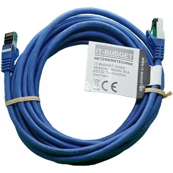 IT-BUDGET Cabo de rede Premium Full Copper - Flex AWG 26 - Cat.8.1 - 2000 MHz - isento de halogéneos - PoE+ - 40 Gbit - azul - 5 m