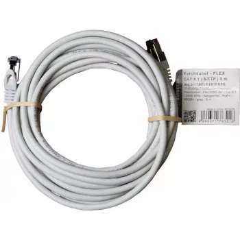 IT-BUDGET Cabo de rede Premium Full Copper - Flex AWG 26 - Cat.8.1 - 2000 MHz - isento de halogéneos - PoE+ - 40 Gbit - cinzento - 5 m