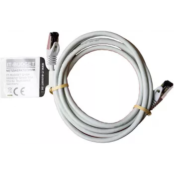 IT-BUDGET Cabo de rede Premium Full Copper - Flex AWG 26 - Cat.8.1 - 2000 MHz - isento de halogéneos - PoE+ - 40 Gbit - cinzento - 3 m (90ITBFLEX81PK3G)