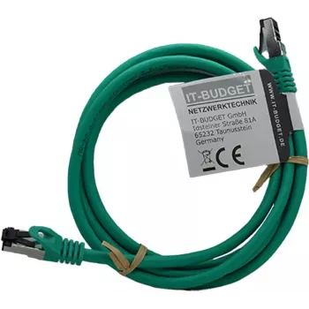 IT-BUDGET Cabo de rede Premium Full Copper - Flex AWG 26 - Cat.8.1 - 2000 MHz - isento de halogéneos - PoE+ - 40 Gbit - verde - 3 m