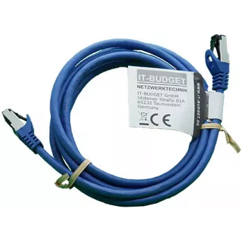 IT-BUDGET Cabo de rede Premium Full Copper - Flex AWG 26 - Cat.8.1 - 2000 MHz - isento de halogéneos - PoE+ - 40 Gbit - azul - 2 m