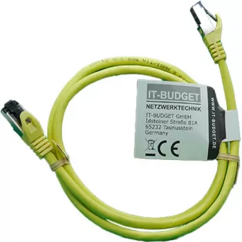 IT-BUDGET Cabo de rede Premium Full Copper - Flex AWG 26 - Cat.8.1 - 2000 MHz - isento de halogéneos - PoE+ - 40 Gbit - amarelo - 1,5 m