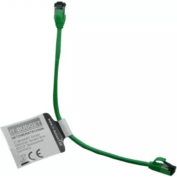 Cabo de rede Premium Full Copper IT-BUDGET - Slim AWG 28 - Cat.8.1 - 2000 MHz - sem halogéneos - PoE+ - 40 Gbit - verde - 0,50 m