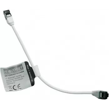 Cabo de rede Premium Full Copper IT-BUDGET - Slim AWG 28 - Cat.8.1 - 2000 MHz - sem halogéneos - PoE+ - 40 Gbit - branco - 0,50 m