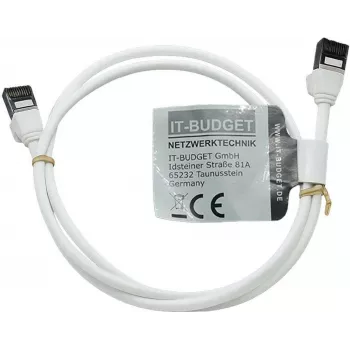 Cabo de rede Premium Full Copper IT-BUDGET - Slim AWG 28 - Cat.8.1 - 2000 MHz - sem halogéneos - PoE+ - 40 Gbit - branco - 1,5 m (90ITBSLIM81PK15W)